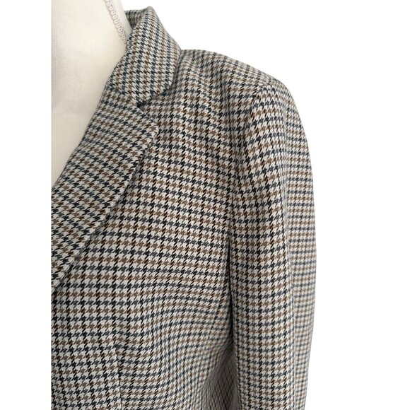 H&M Brown Cream Plaid Jacket Blazer Size Medium - Picture 4 of 9